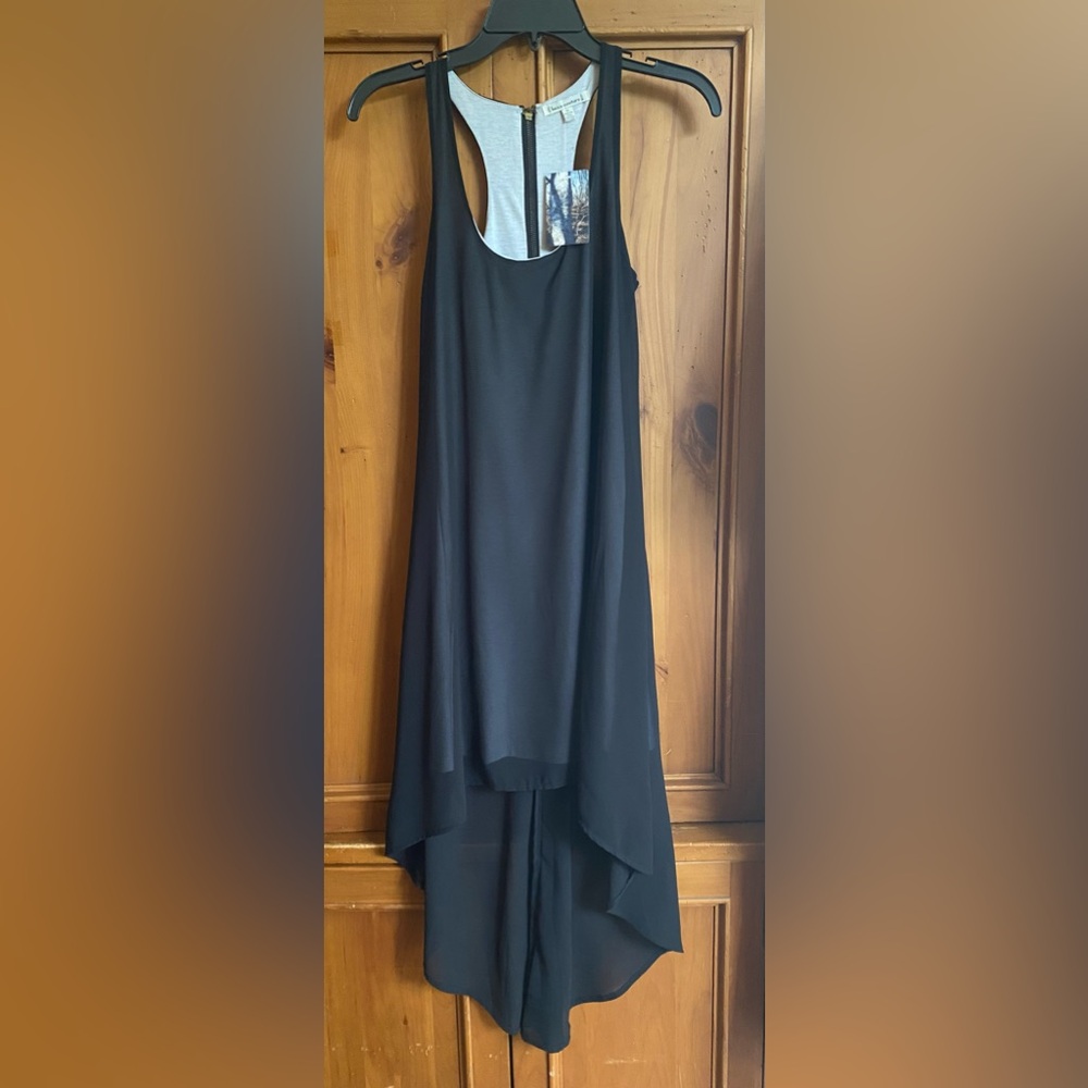 Black dress Lucca Couture size XS NEW WITH TAGS tank style high low mesh